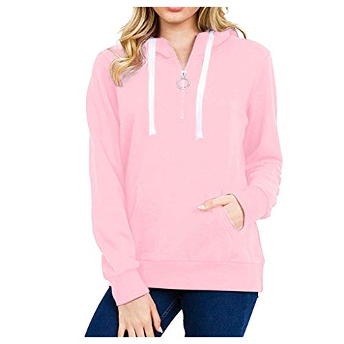 Sudadera con Capucha de Mujer Invierno cálido Cremallera Bolsillo Pullover Blusa Camisas Sudadera Mujer Sudadera con Capucha Mujer Encapuchado Pull-Over