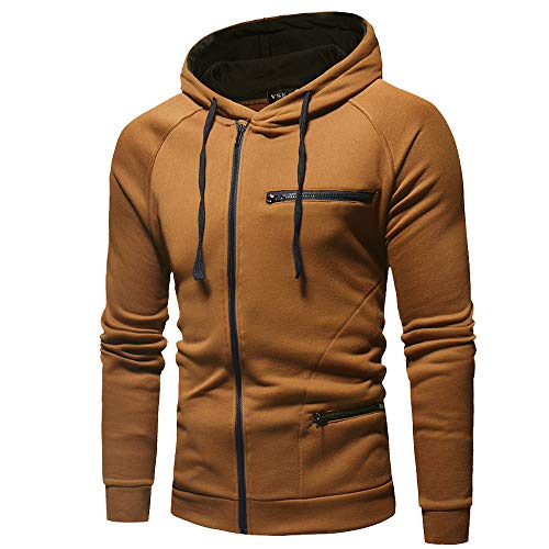 Sudadera con Capucha Hombres de Manga Larga Capucha Tops Chaqueta Ropa con Cremallera Hoodie Casual Abrigo Otoño-Invierno Jerséis