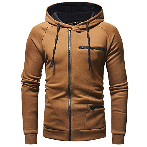 Sudadera con Capucha Hombres de Manga Larga Capucha Tops Chaqueta Ropa con Cremallera Hoodie Casual Abrigo Otoño-Invierno Jerséis