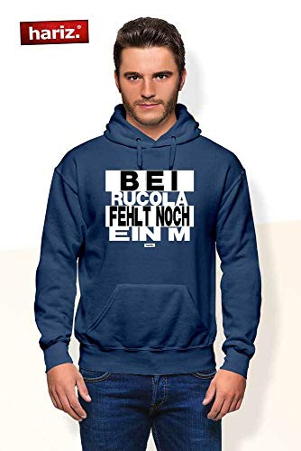 Sudadera con capucha para hombre de Hariz, con texto en alemán, color blanco y negro, tarjetas de regalo azul real XL