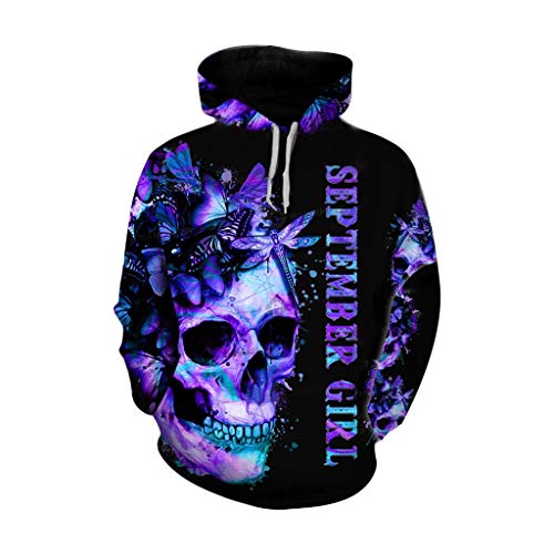 Sudadera con capucha unisex para adulto, manga larga, con cordón, diseño de calavera Negro Negro ( XXXXXL