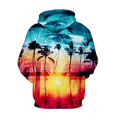 Sudadera Con Estampado 3D,Sudadera Unisex Hombres Mujeres Novedad Singular Árboles Sunset Impresión Digital 3D Hooded Pullover Otoño Invierno Suelta De Manga Larga De Ocio Par Hoodie Sportswear