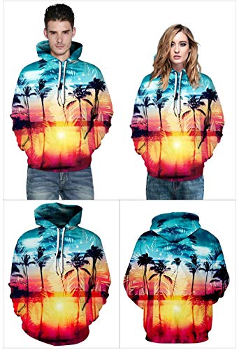 Sudadera Con Estampado 3D,Sudadera Unisex Hombres Mujeres Novedad Singular Árboles Sunset Impresión Digital 3D Hooded Pullover Otoño Invierno Suelta De Manga Larga De Ocio Par Hoodie Sportswear