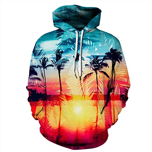 Sudadera Con Estampado 3D,Sudadera Unisex Hombres Mujeres Novedad Singular Árboles Sunset Impresión Digital 3D Hooded Pullover Otoño Invierno Suelta De Manga Larga De Ocio Par Hoodie Sportswear