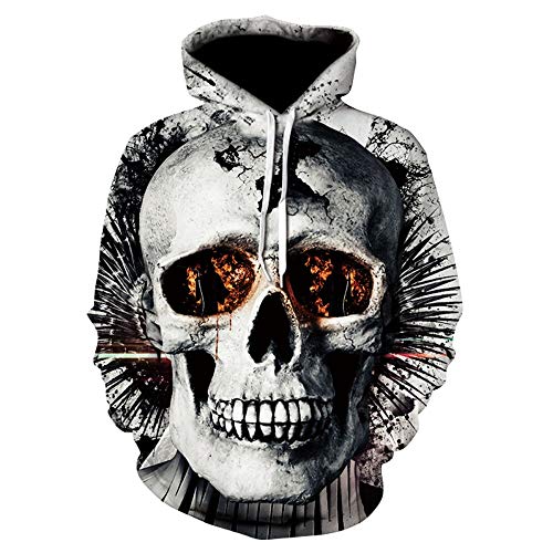 Sudaderas con Capucha de la Serie 3D para Hombres y Mujeres Sudadera con Capucha Unisex de Manga Larga Sudadera con diseño de Calavera,XL