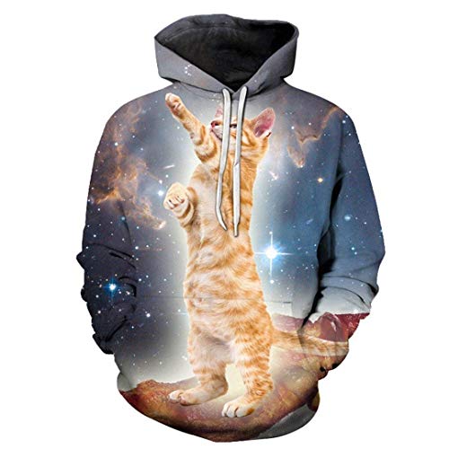 Sudaderas con Capucha Unisex De Otoño Invierno Space E Star MMA Cat Sudadera Esencial con Capucha Deportiva Suelta con Capucha De Impresión 3D Jogging De Manga Larga con Capucha