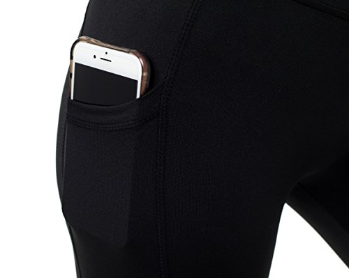 Sudawave - Malla de ciclismo para mujer, pantalones cortos de yoga con bolsillos para deporte, todo el año, Mujer, color Negro , tamaño medium