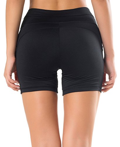 Sudawave - Malla de ciclismo para mujer, pantalones cortos de yoga con bolsillos para deporte, todo el año, Mujer, color Negro , tamaño small