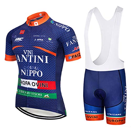 SUHINFE Conjunto Ropa Equipacion, Ciclismo Maillot y Culotte Pantalones Cortos con 5D Gel Pad para Verano Deportes al Aire Libre Ciclo Bicicleta, Fan-Blue, XL