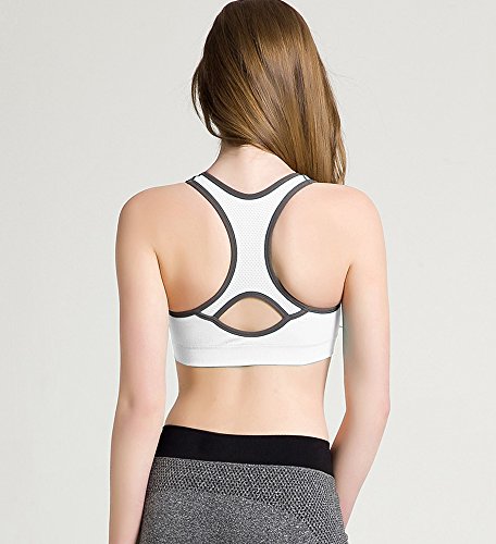 Sujetador deportivo Fittin Racerback acolchado ,sin costuras, sujeción de alto impacto, para yoga, gimnasio, entrenamiento, fitness - Blanco - Medium