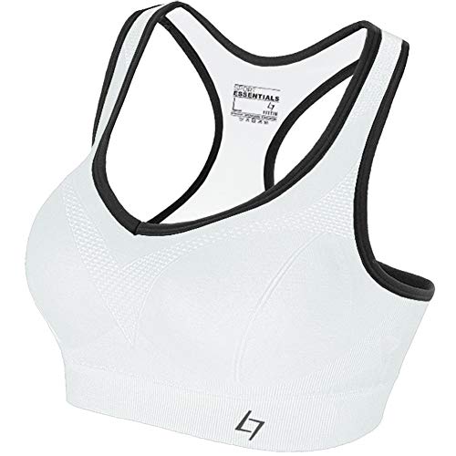 Sujetador deportivo Fittin Racerback acolchado ,sin costuras, sujeción de alto impacto, para yoga, gimnasio, entrenamiento, fitness - Blanco - Medium