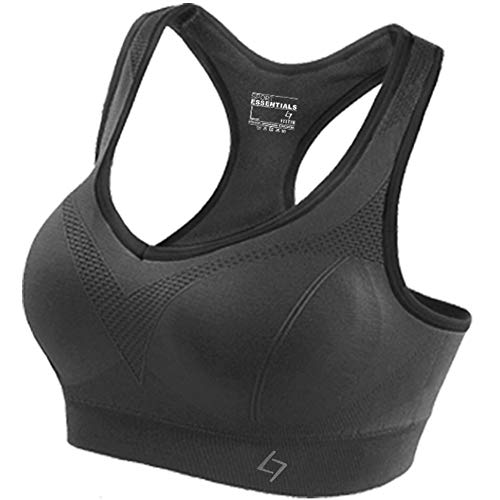 Sujetador deportivo Fittin Racerback acolchado ,sin costuras, sujeción de alto impacto, para yoga, gimnasio, entrenamiento, fitness - Gris - Small