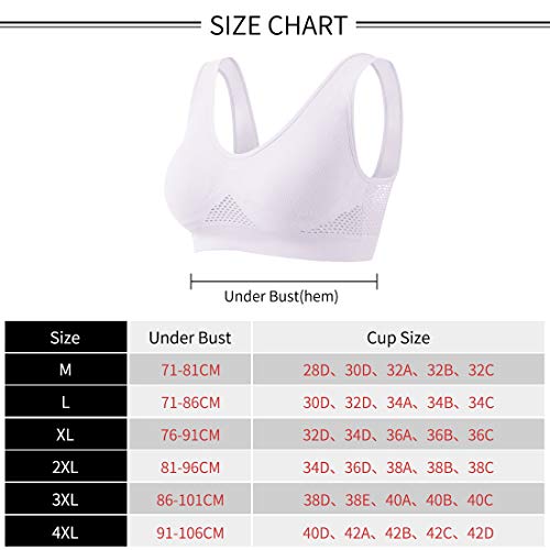 Sujetador Deportivo para Mujeres Bra con Almohadillas Extraíbles para Correr Sin Costuras Yoga Ropa Negro Blanco Nude Violeta Rojo, 2 Piezas