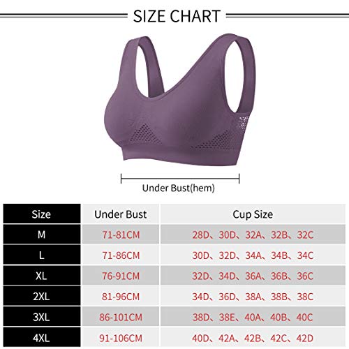 Sujetador Deportivo para Mujeres Bra con Almohadillas Extraíbles para Correr Sin Costuras Yoga Ropa Negro Blanco Nude Violeta Rojo, 2 Piezas