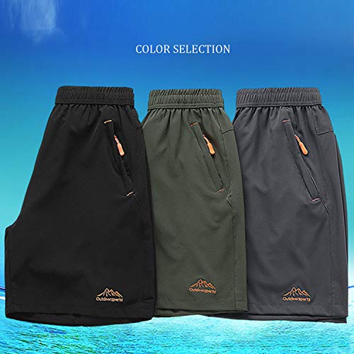 SUKUTU Pantalones Cortos de Secado rápido para Hombres Pantalones Cortos de Entrenamiento Sueltos, Ligeros, Transpirables, Ligeros y al Aire Libre, con Bolsillos con Cremallera