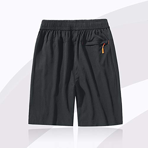 SUKUTU Pantalones Cortos de Secado rápido para Hombres Pantalones Cortos de Entrenamiento Sueltos, Ligeros, Transpirables, Ligeros y al Aire Libre, con Bolsillos con Cremallera