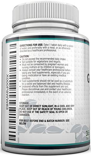 Sulfato de Glucosamina 1.500 mg 2KCl, 365 comprimidos (Suministro Para 1 Año) | Alta Potencia | Fabricado en el Reino Unido por Nu U Nutrition.