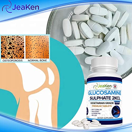 SULFATO DE GLUCOSAMINA 2KCl 1500 mg Por JeaKen - Suplementos para Articulaciones | Glucosamina de Alta Resistencia | Grado Vegetarianos y Veganos | 365 Tabletas (Suministro Para 1 Año) Sin Alérgeno