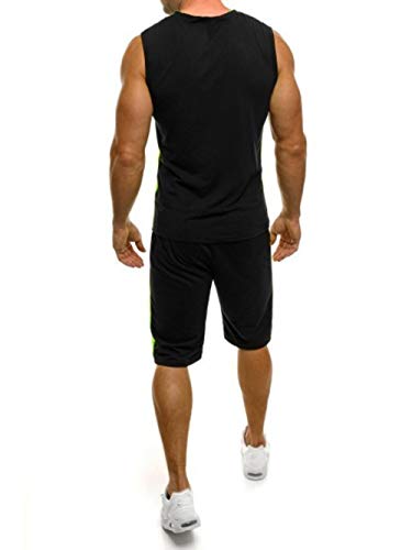 Summer Fitness Sportswear Fitness Sweat-Absorbent Quick-Drying Men's Sports Running Clothes Gym Clothing Suit Sleeveless Vest Shorts 2pcs Jogging Sportswear