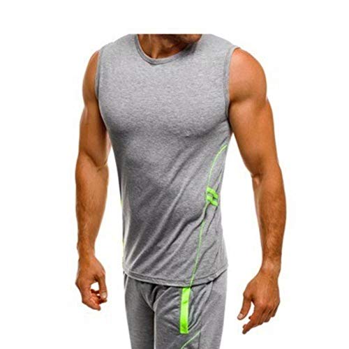 Summer Fitness Sportswear Fitness Sweat-Absorbent Quick-Drying Men's Sports Running Clothes Gym Clothing Suit Sleeveless Vest Shorts 2pcs Jogging Sportswear