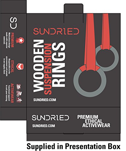 Sundried Anillas de Gimnasia de Madera con Correas de Ejercicios de Gimnasia Anillos de Gimnasia Anillos Crossfit Atlética Dip Gym Rings