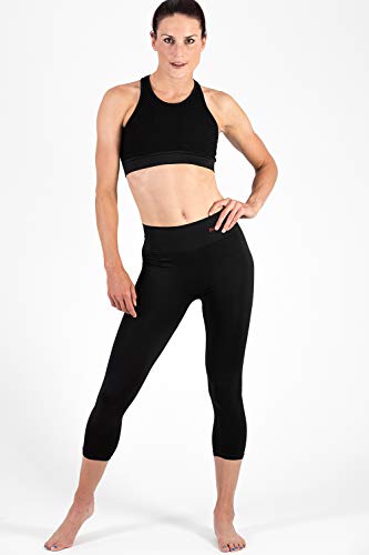 Sundried Leggings Recortada 3/4 Capri Yoga Medias Mujeres Running Training (Negro, M)