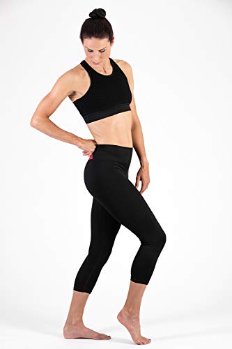 Sundried Leggings Recortada 3/4 Capri Yoga Medias Mujeres Running Training (Negro, M)