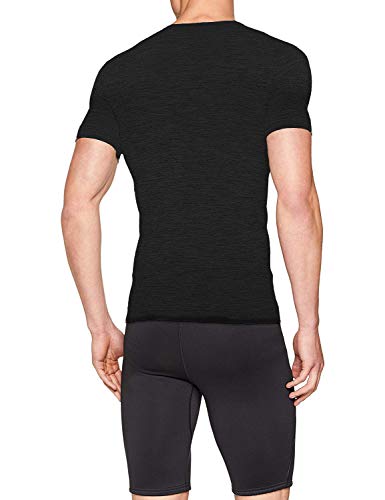Sundried Mens Ajuste del músculo Compresión Camiseta sin Fisuras Atlético Gimnasio Ropa (Negro, S)