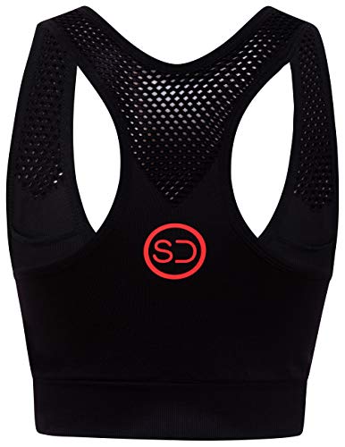 Sundried señoras Sujetador de los Deportes de Alto Impacto Entrenamiento Running Wear Yoga Crossfit (Negro, M)