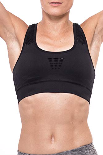 Sundried señoras Sujetador de los Deportes de Alto Impacto Entrenamiento Running Wear Yoga Crossfit (Negro, M)