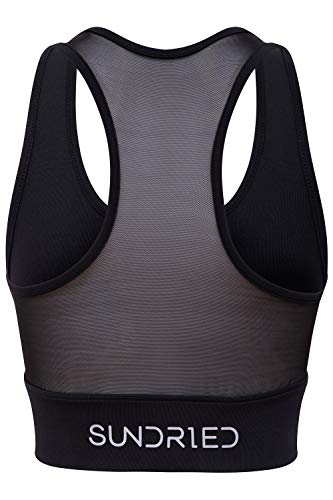 Sundried Sujetador de los Deportes de Cultivos Top para Mujer Camiseta de Entrenamiento Correr Gimnasio Entrenamiento de la Yoga (Negro, M)