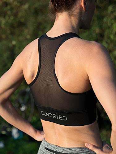 Sundried Sujetador de los Deportes de Cultivos Top para Mujer Camiseta de Entrenamiento Correr Gimnasio Entrenamiento de la Yoga (Negro, M)