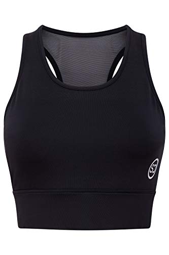 Sundried Sujetador de los Deportes de Cultivos Top para Mujer Camiseta de Entrenamiento Correr Gimnasio Entrenamiento de la Yoga (Negro, XL)