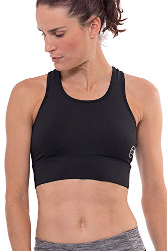 Sundried Sujetador de los Deportes de Cultivos Top para Mujer Camiseta de Entrenamiento Correr Gimnasio Entrenamiento de la Yoga (Negro, XXL)