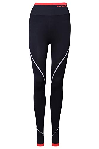 Sundriedel gimnasio del deporte para mujer Leggings Prima Sport tela del diseñador de fitness Mallas para correr Yoga Training (Negro, L)