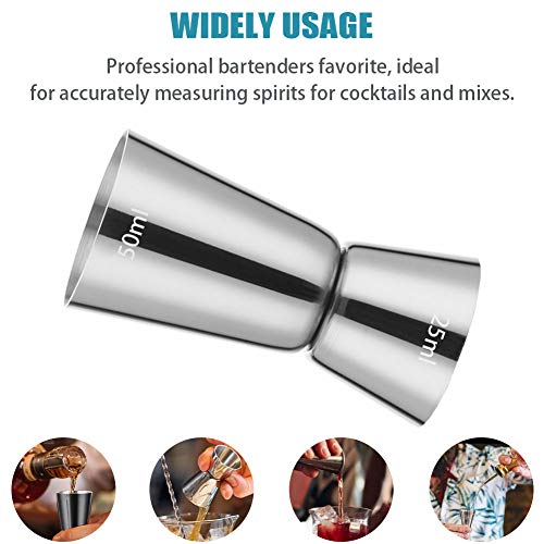 sunerly acero inoxidable 25/50 ml vaso medidor para cócteles Bar Craft doble espíritu medida vaso juego de taza de medición para Bar fiesta vino cóctel bebida coctelera