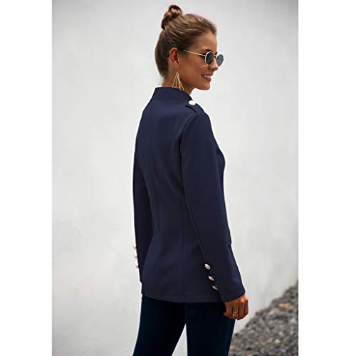 SUNNSEAN Mujeres Blazer Chaqueta Mujer Manga Larga Chaqueta Casual Ocasional Ajustada Chaqueta de Manga Larga con cinturón y Chaqueta de Traje de Solapa (✿Azul Oscuro, XL)