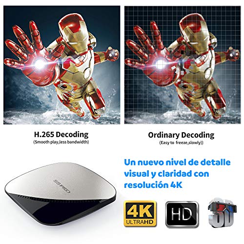 SUNNZO S9 Pro Android 9.0 OS TV Box con Procesador Rockchip 3318,Quad Core de 64 bits 4GB RAM+32GB ROM,WiFi de Doble Banda 2.4GHz+5GHz,USB3.0,4K HD,H.265 (4+32GB)