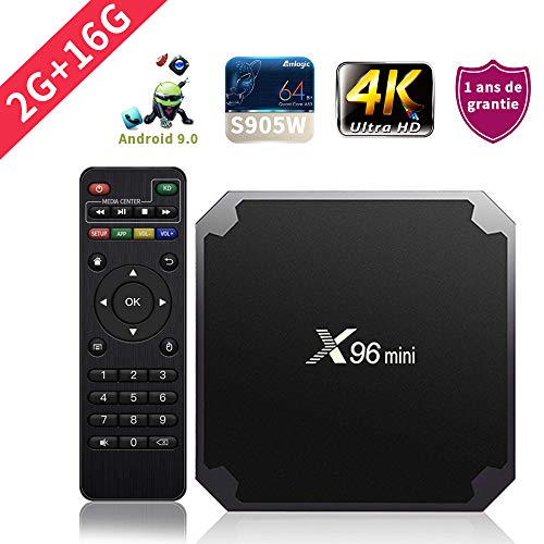 SUNNZO X96mini Android 9.0 TV Box con procesador Amlogic S905W Quad Core de 64 bits 2GB RAM+16GB ROM,WiFi,4K HD,H.265(2+16GB)