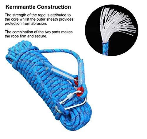 Sunshine smile Paracord,Cuerda de Supervivencia,Cuerda de Paracord,Paracord con Mosquetón,Cuerda para Escalada,Cuerda de Paracaídas. (Azul, 10m(8mm))