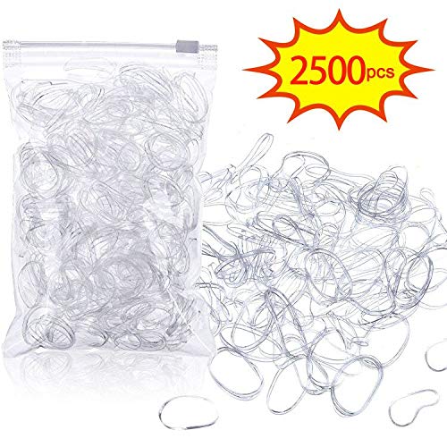 SunTop 2500 Piezas Banda de Goma Bandas Elásticas Banda de Goma Para El Pelo Transparentes Goma de Pelo Coletero para Niños, Peinado de Boda, Dreadlocks Pequeños y Más Dreadlocks pequeños