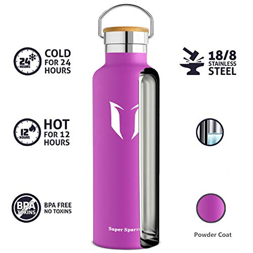 Super Sparrow Botella de Agua aislada al vacío de Acero Inoxidable, diseño de Pared Doble, Boca estándar - 500ml - Eco Friendly & BPA Gratis - para Correr, Gimnasio, Yoga, Ciclismo