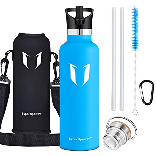 Super Sparrow Botella de Agua aislada al vacío de Acero Inoxidable, diseño de Pared Doble, Boca estándar - 750ml - Eco Friendly & BPA Gratis - para Correr, Gimnasio, Yoga, Ciclismo