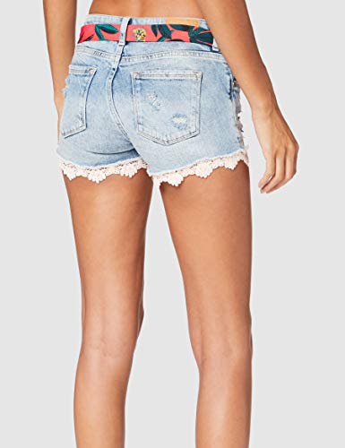 Superdry Lace Hot Short Pantalones Cortos, Azul (Mid Indigo Destroy Js5), 40 (Talla del Fabricante: 28) para Mujer