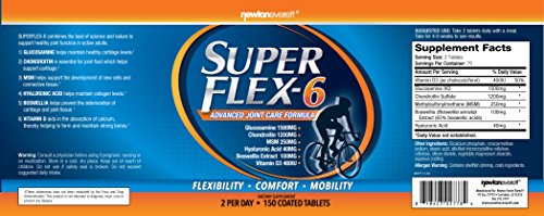SUPERFLEX-6 - Fórmula avanzada para el cuidado de las articulaciones (glucosamina, condroitina, MSM, vitamina D, ácido hialurónico y extracto de boswellia) - 150 tabletas