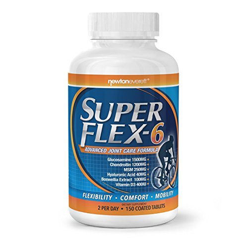 SUPERFLEX-6 - Fórmula avanzada para el cuidado de las articulaciones (glucosamina, condroitina, MSM, vitamina D, ácido hialurónico y extracto de boswellia) - 150 tabletas