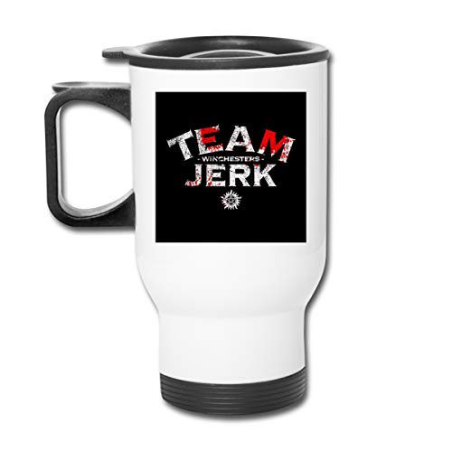 Supernatural Winchesters Team Jerk 16 oz Vaso de acero inoxidable doble pared taza de café al vacío con tapa a prueba de salpicaduras para bebidas calientes y frías