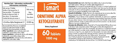 Supersmart MrSmart - Aminoácidos - Ornithine Alpha Ketoglutarate (Alfa cetoglutarato de ornitina)- Forma mejorada de ornitina con una mayor biodisponibilidad. 1000 mg, 60 comprimidos.