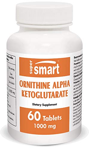 Supersmart MrSmart - Aminoácidos - Ornithine Alpha Ketoglutarate (Alfa cetoglutarato de ornitina)- Forma mejorada de ornitina con una mayor biodisponibilidad. 1000 mg, 60 comprimidos.
