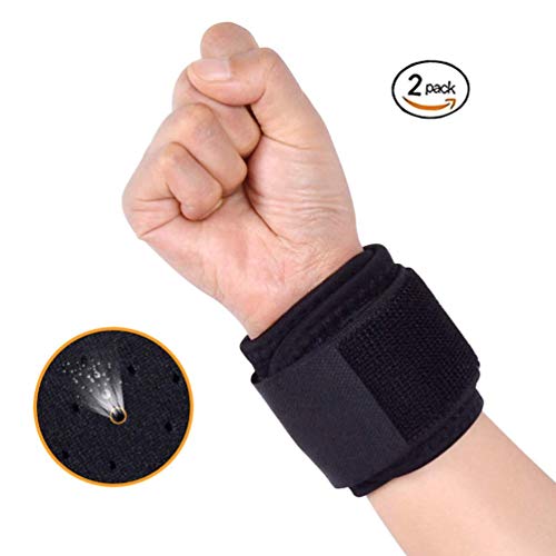 SUPRBIRD 2 Piezas Muñequeras Deportivas, Muñequeras Crossfit Hombre y Mujer para Levantar de Pesas, Gym, Flexiones, Tendinitis, Protección de la Muñeca Antideslizante Negro, Ortesis de Mano